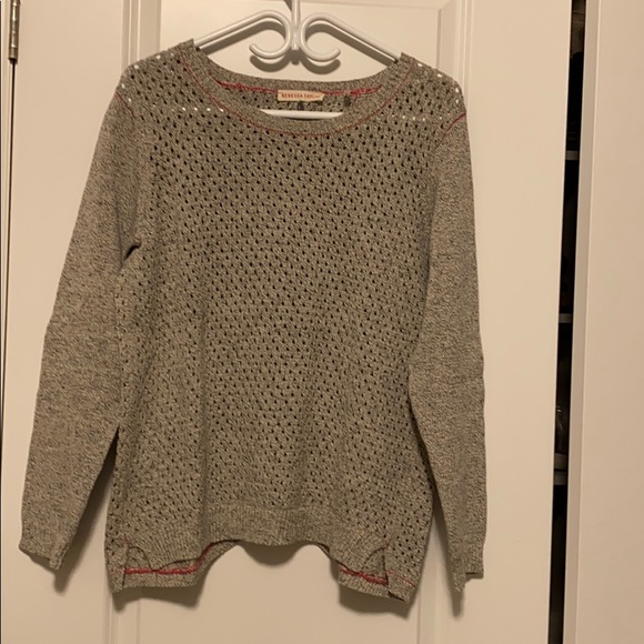 💥💥 SOLD 💥💥 Rebecca Taylor grey mix cotton linen sweater sz Lg - Picture 1 of 10